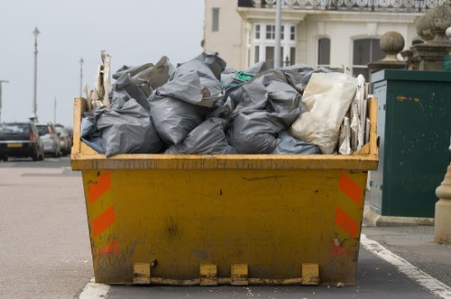 Waste collection vehicle at depot
